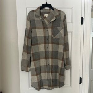 Thread & Supply Gray and Brown Plaid Top
